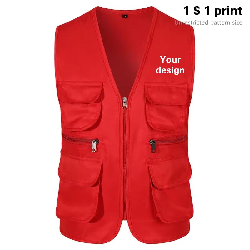 Photography Vest - 남성 멀티 민소매 포켓 양복 조끼