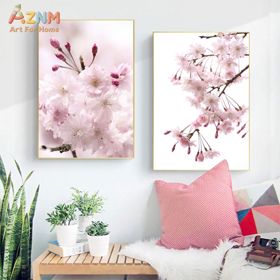 AZNM 핑크 벚꽃 캔버스 벽 예술, 꽃 사진 및 영감 - Photography Quotes 리뷰 및 가격