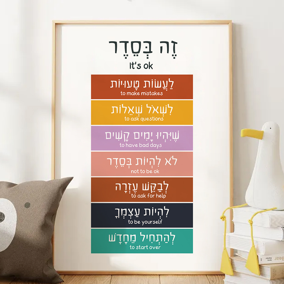 히브리어 영어 영감 문구 벽 예술 어린이 유대인 그림  - Photography Quotes 리뷰 및 가격