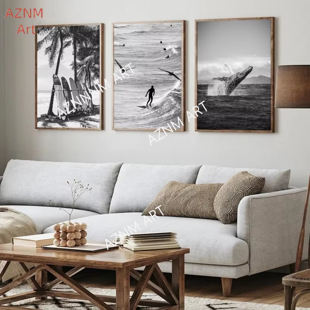 1PC, 고급 서핑 흑백 사진 포스터 해변 고래 프린트 - Photography Class 리뷰 및 가격